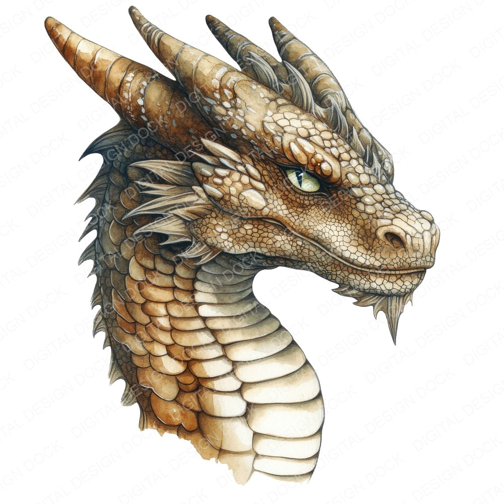 Dragon Profile fussy cut sheet in US Letter format showing all 12 designs on one printable page