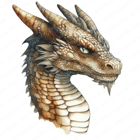 Dragon Profile fussy cut sheet in US Letter format showing all 12 designs on one printable page