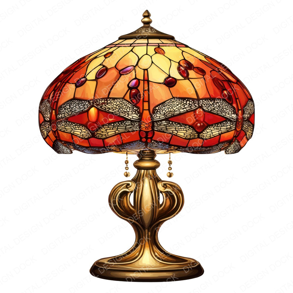 Dragonfly Tiffany Lamp fussy cut sheet in A4 format showing all 12 designs on one printable page