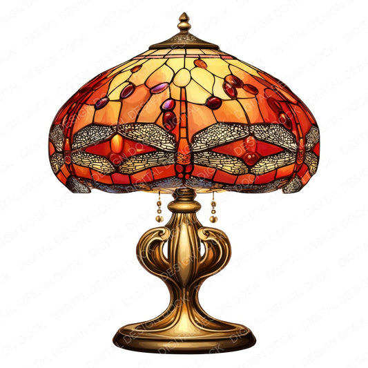 Dragonfly Tiffany Lamp fussy cut sheet in A4 format showing all 12 designs on one printable page
