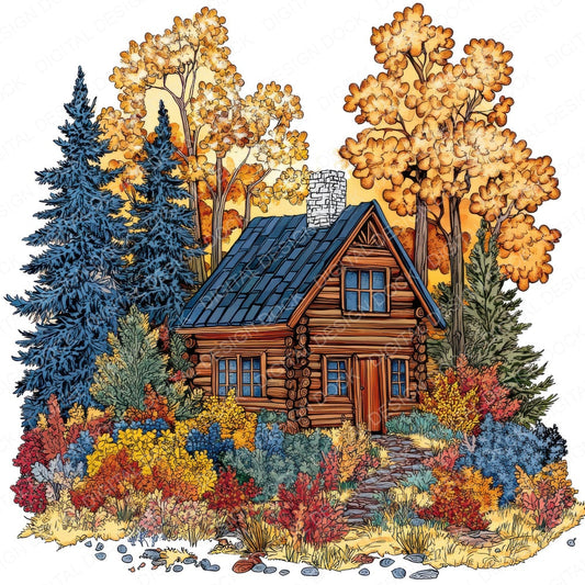 Dreamy Woodland Cabin fussy cut sheet in A4 format showing all 12 designs on one printable page