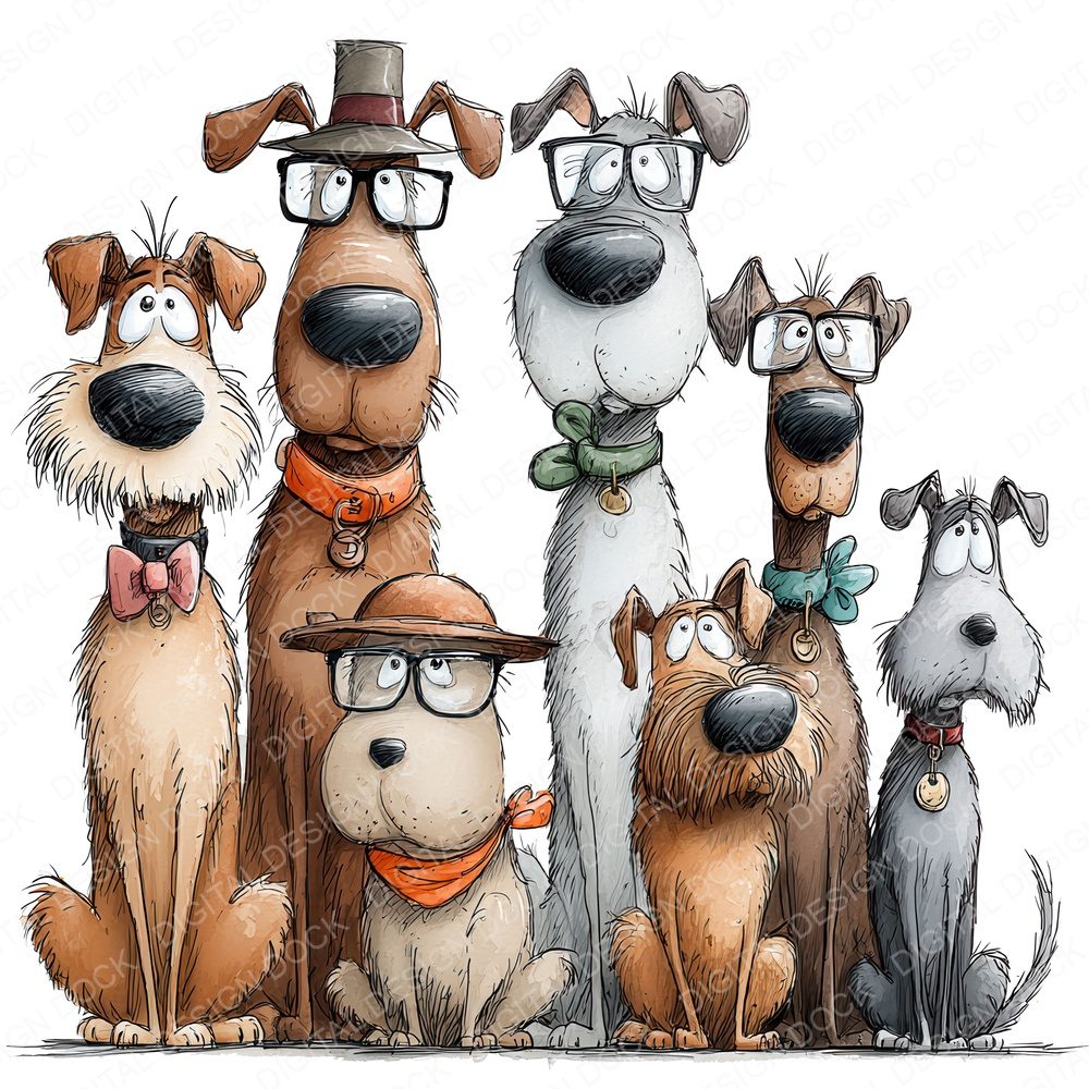 Dressed Up Quirky Dogs Clipart Set (DDD005131)