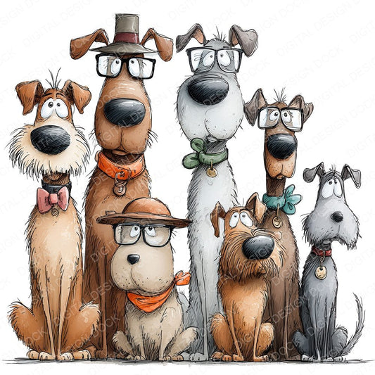 Dressed Up Quirky Dogs Clipart Set (DDD005131)
