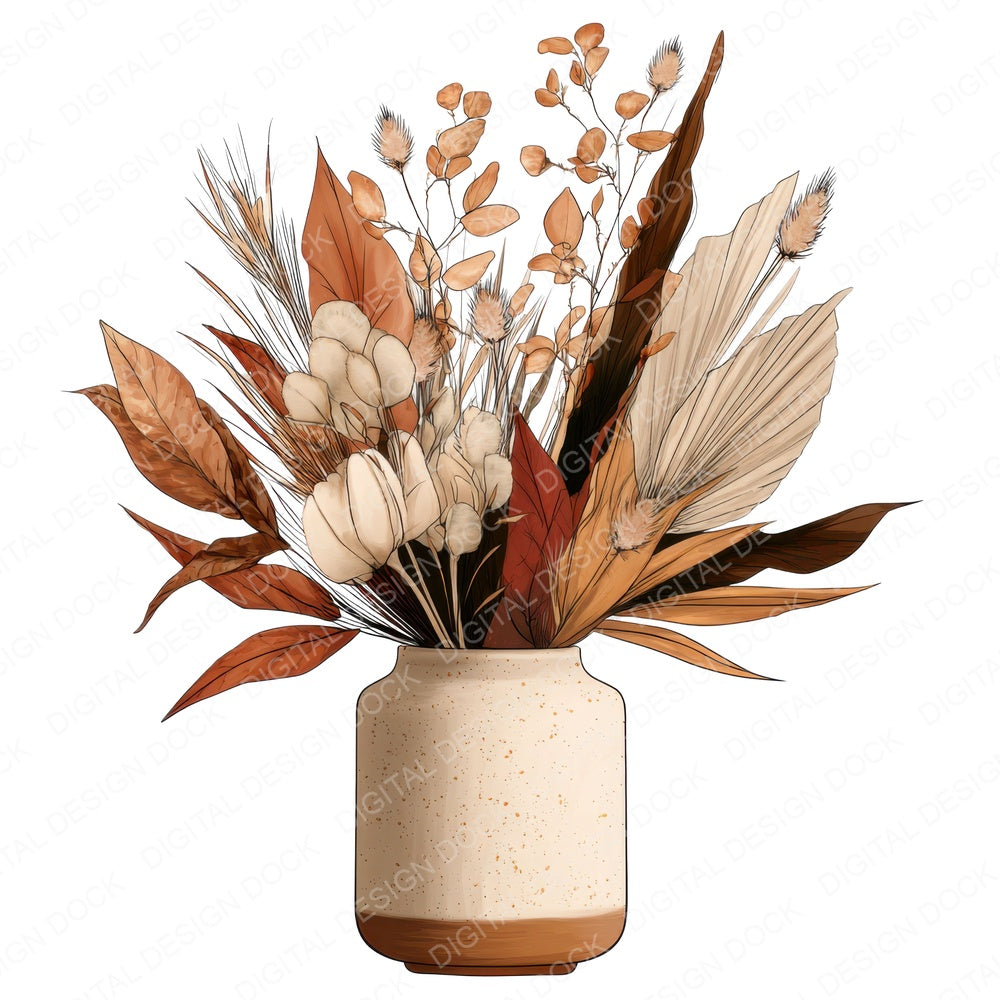 Dried Leaves Vase fussy cut sheet in A4 format showing all 12 designs on one printable page