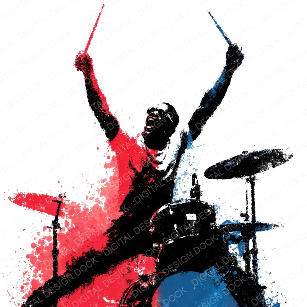 Drummer Performance fussy cut sheet in A4 format showing all 12 designs on one printable page
