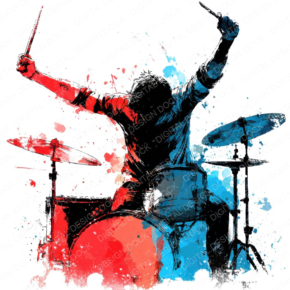 Drummer Performance fussy cut sheet in US Letter format showing all 12 designs on one printable page