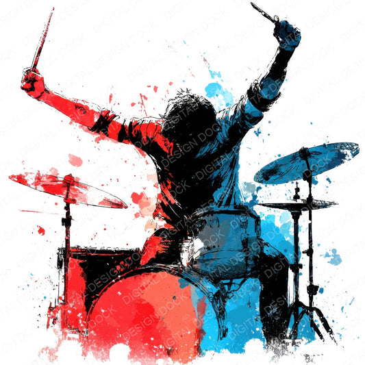 Drummer Performance fussy cut sheet in US Letter format showing all 12 designs on one printable page