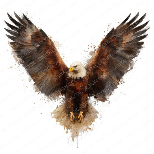 Eagle Bird Illustration fussy cut sheet in US Letter format showing all 12 designs on one printable page