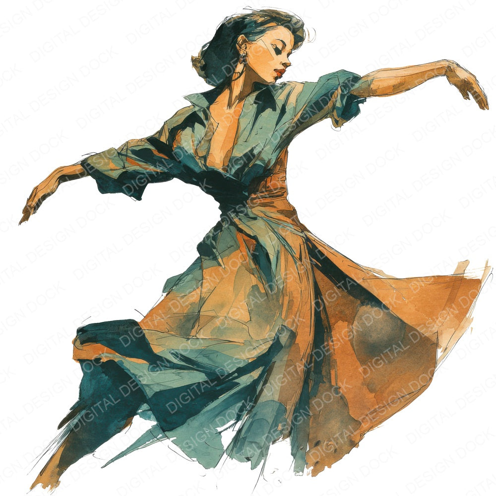 Early Jazz Blues Dancer fussy cut sheet in A4 format showing all 12 designs on one printable page