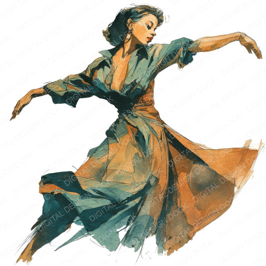 Early Jazz Blues Dancer fussy cut sheet in A4 format showing all 12 designs on one printable page