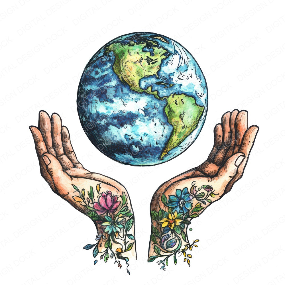 Earth Above Floral Hands fussy cut sheet in A4 format showing all 12 designs on one printable page