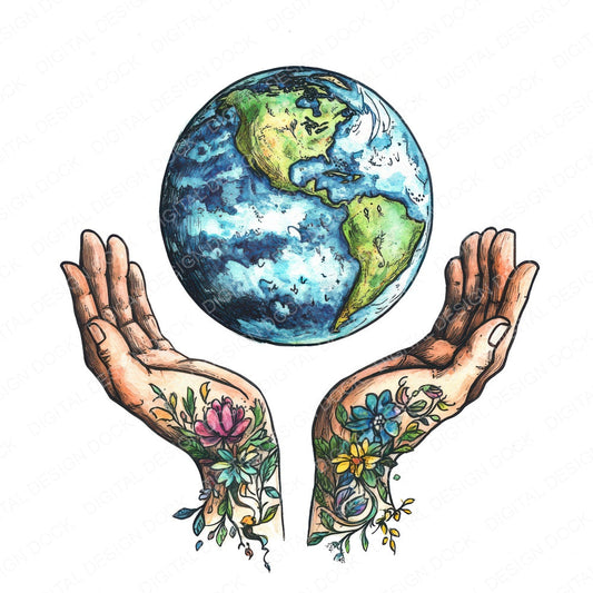 Earth Above Floral Hands fussy cut sheet in A4 format showing all 12 designs on one printable page
