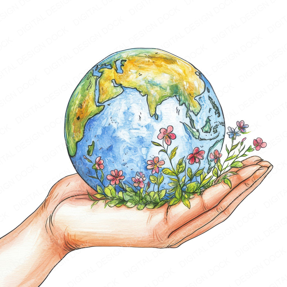 Earth Palm of Hand fussy cut sheet in A4 format showing all 12 designs on one printable page