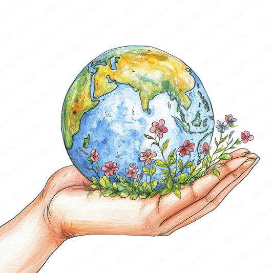 Earth Palm of Hand fussy cut sheet in A4 format showing all 12 designs on one printable page