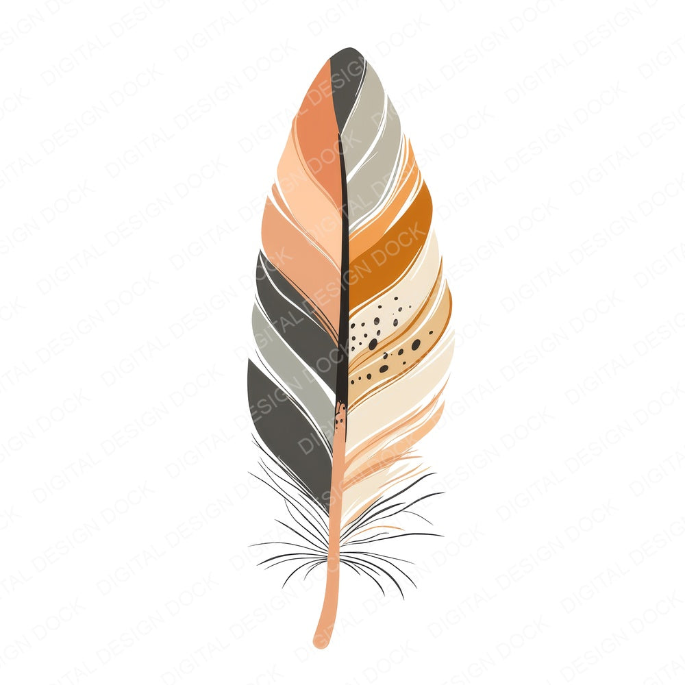 Earthy Tone Boho Feather fussy cut sheet in US Letter format showing all 12 designs on one printable page