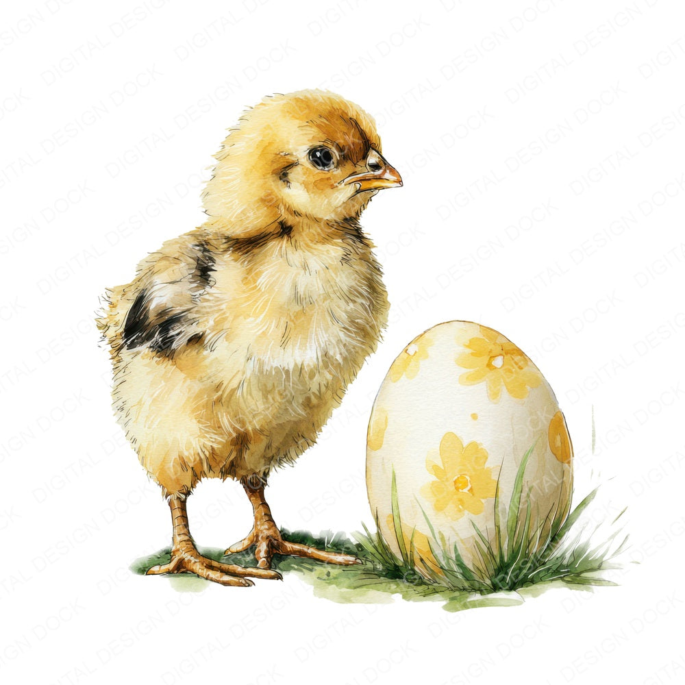 Easter Chick Egg fussy cut sheet in US Letter format showing all 12 designs on one printable page