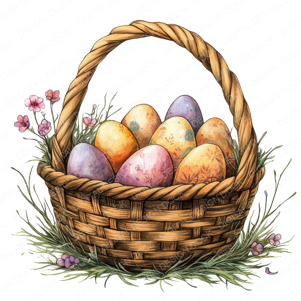 Easter Egg Basket A fussy cut sheet in A4 format showing all 12 designs on one printable page