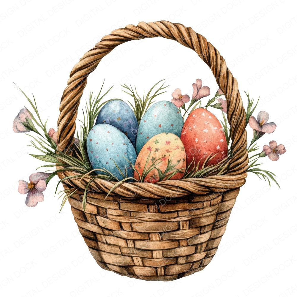 Easter Egg Basket A fussy cut sheet in US Letter format showing all 12 designs on one printable page