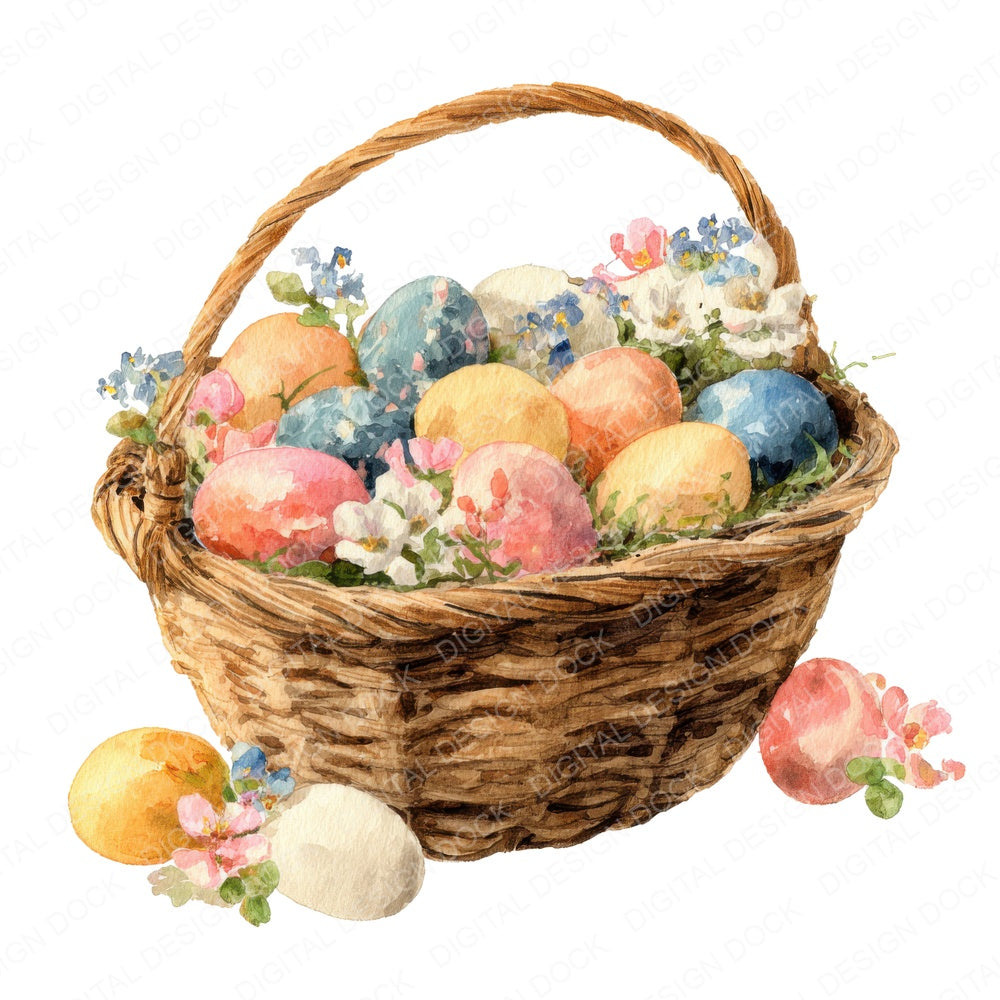 Easter Egg Basket B fussy cut sheet in A4 format showing all 12 designs on one printable page