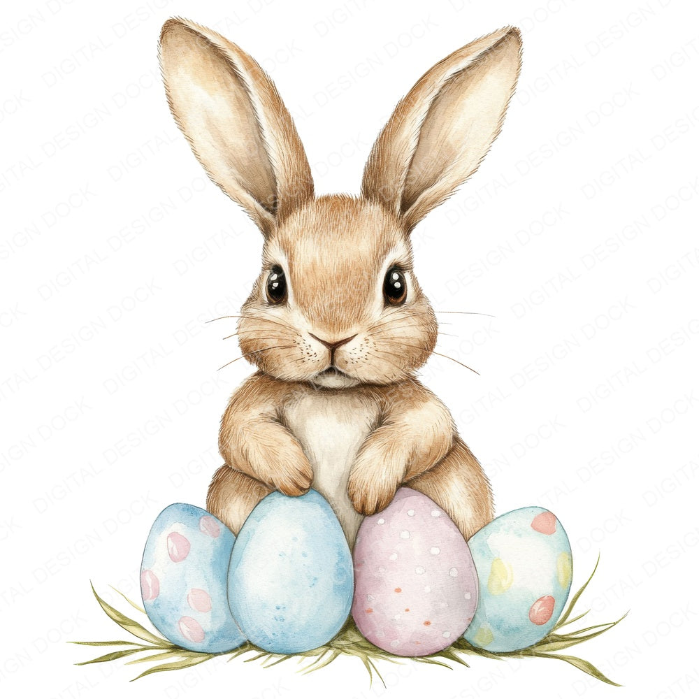Easter Egg Bunny fussy cut sheet in A4 format showing all 12 designs on one printable page