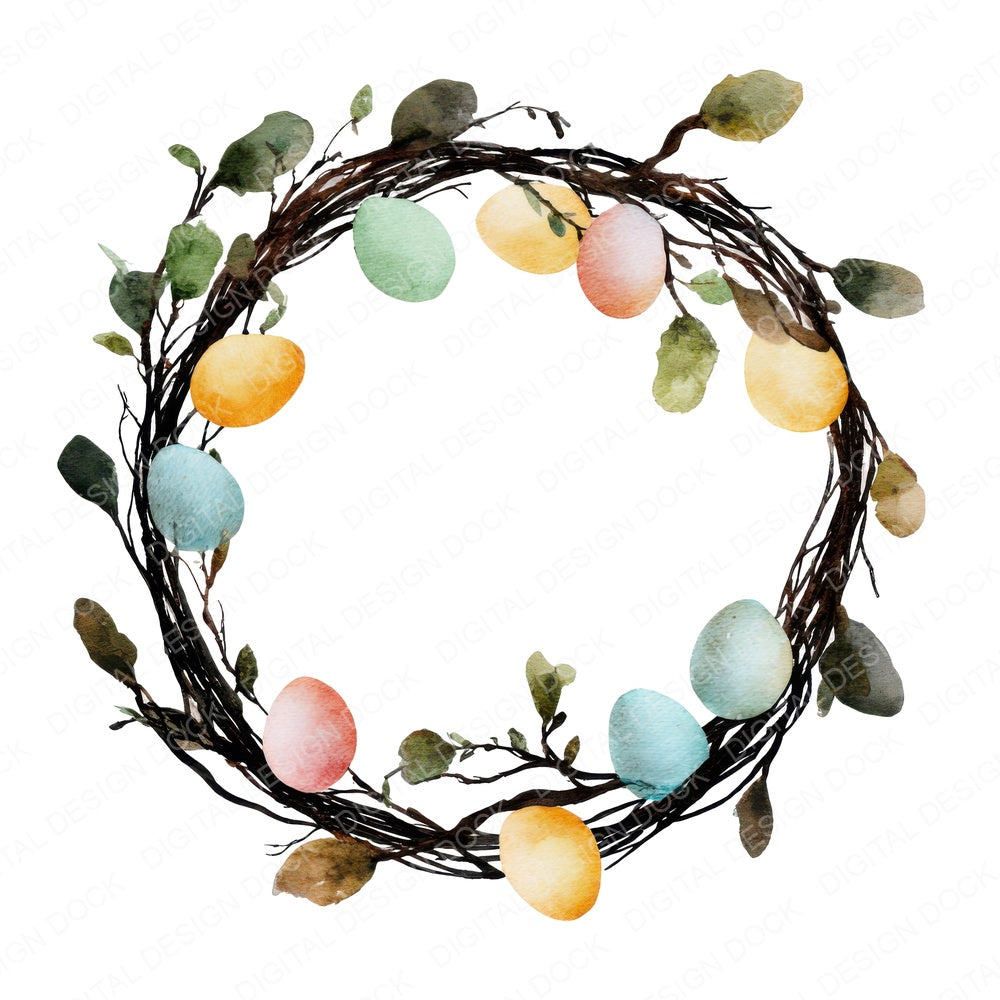 Easter Egg Wreath fussy cut sheet in A4 format showing all 12 designs on one printable page