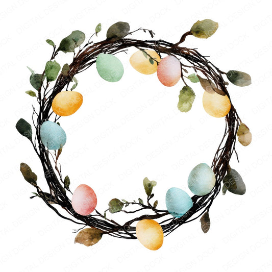 Easter Egg Wreath fussy cut sheet in A4 format showing all 12 designs on one printable page