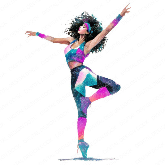 Eighties Dance Woman fussy cut sheet in US Letter format showing all 12 designs on one printable page