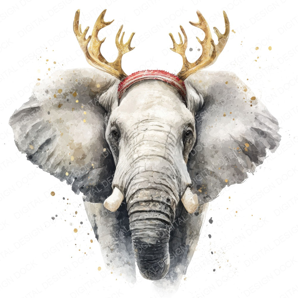 Elephant Reindeer Antlers fussy cut sheet in A4 format showing all 12 designs on one printable page