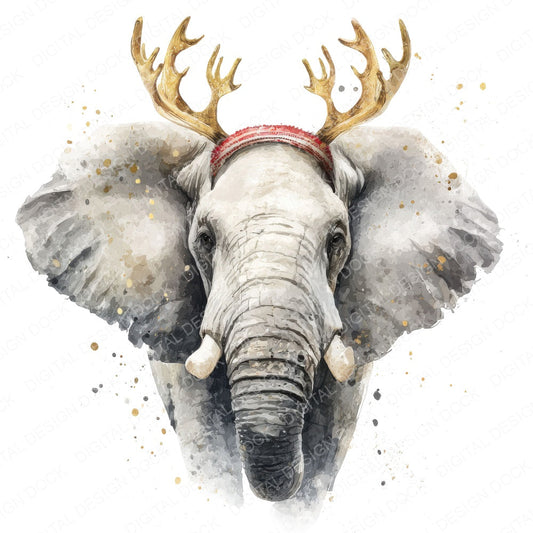 Elephant Reindeer Antlers fussy cut sheet in A4 format showing all 12 designs on one printable page