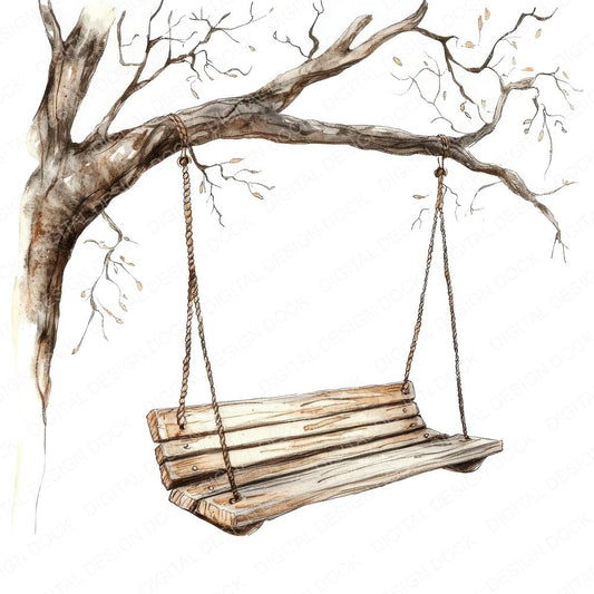 Empty Tree Swing Clipart Set (DDD005169)