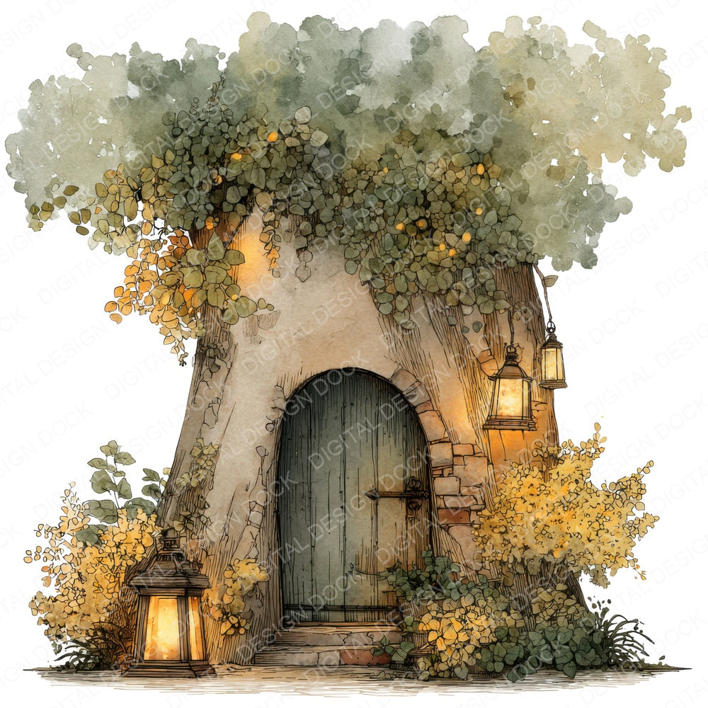 Enchanted Forest Door fussy cut sheet in A4 format showing all 12 designs on one printable page
