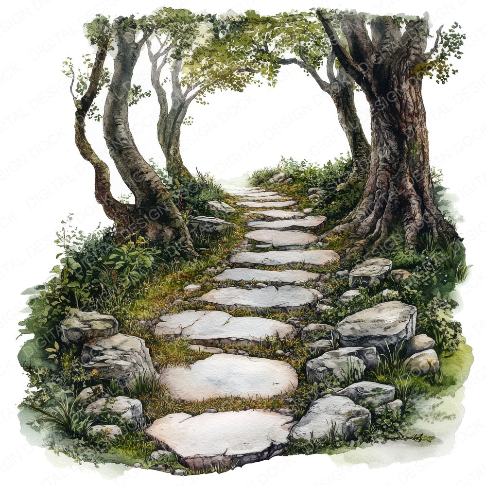 Enchanted Forest Path fussy cut sheet in US Letter format showing all 12 designs on one printable page
