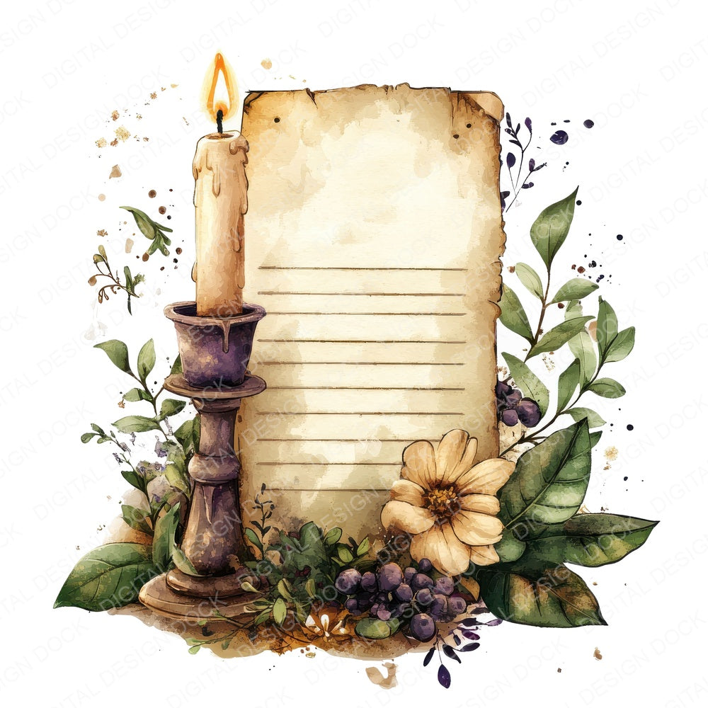 Enchanted Letter Candle fussy cut sheet in A4 format showing all 12 designs on one printable page