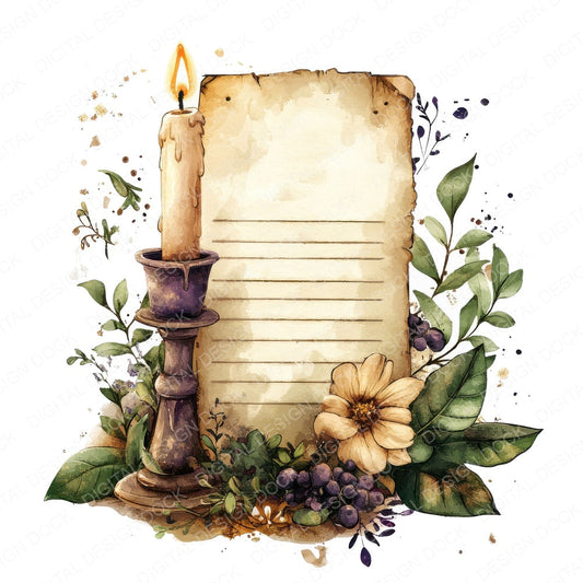 Enchanted Letter Candle fussy cut sheet in A4 format showing all 12 designs on one printable page