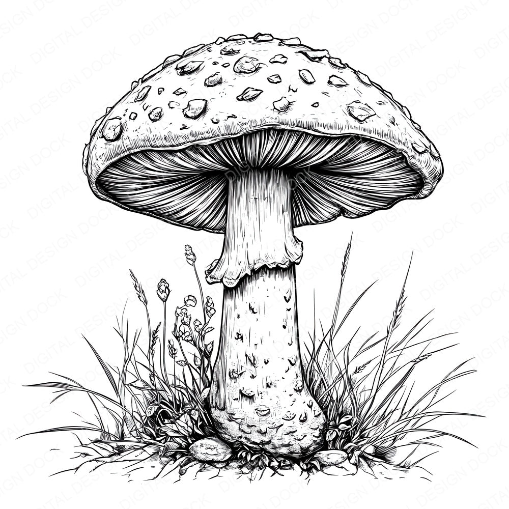 Enchanted Toadstool Drawing fussy cut sheet in A4 format showing all 12 designs on one printable page