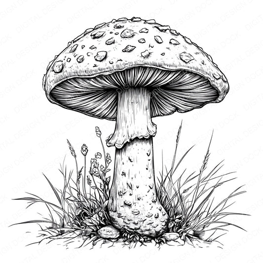 Enchanted Toadstool Drawing fussy cut sheet in A4 format showing all 12 designs on one printable page