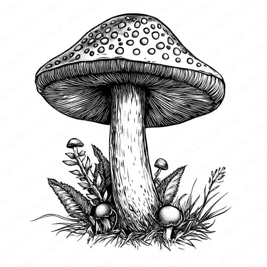 Enchanted Toadstool Drawing fussy cut sheet in US Letter format showing all 12 designs on one printable page