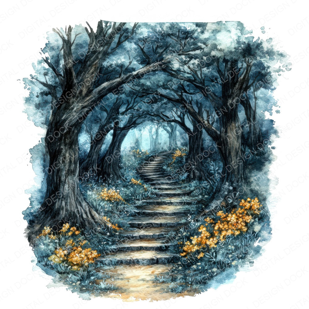 Enchnated Magical Forest fussy cut sheet in US Letter format showing all 12 designs on one printable page