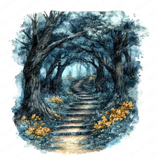 Enchnated Magical Forest fussy cut sheet in US Letter format showing all 12 designs on one printable page