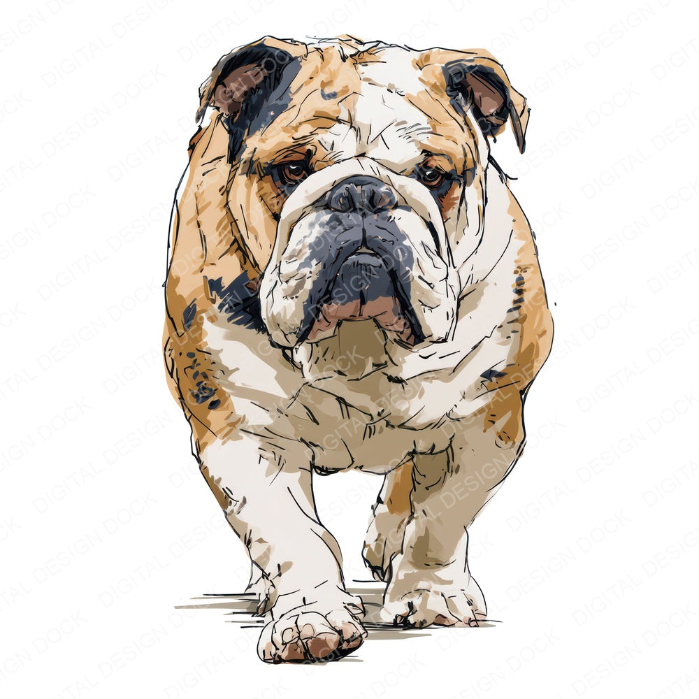 Another English Bulldog Watercolour Dog clipart design shown full size