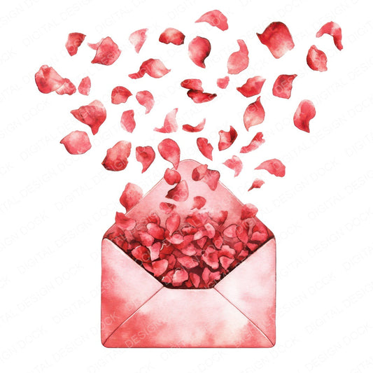 Envelope with Rising Petals Clipart Set (DDD005182)