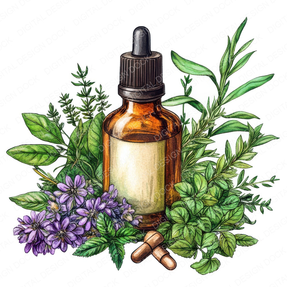 Essential Oils and Herbs Clipart Set (DDD005183)