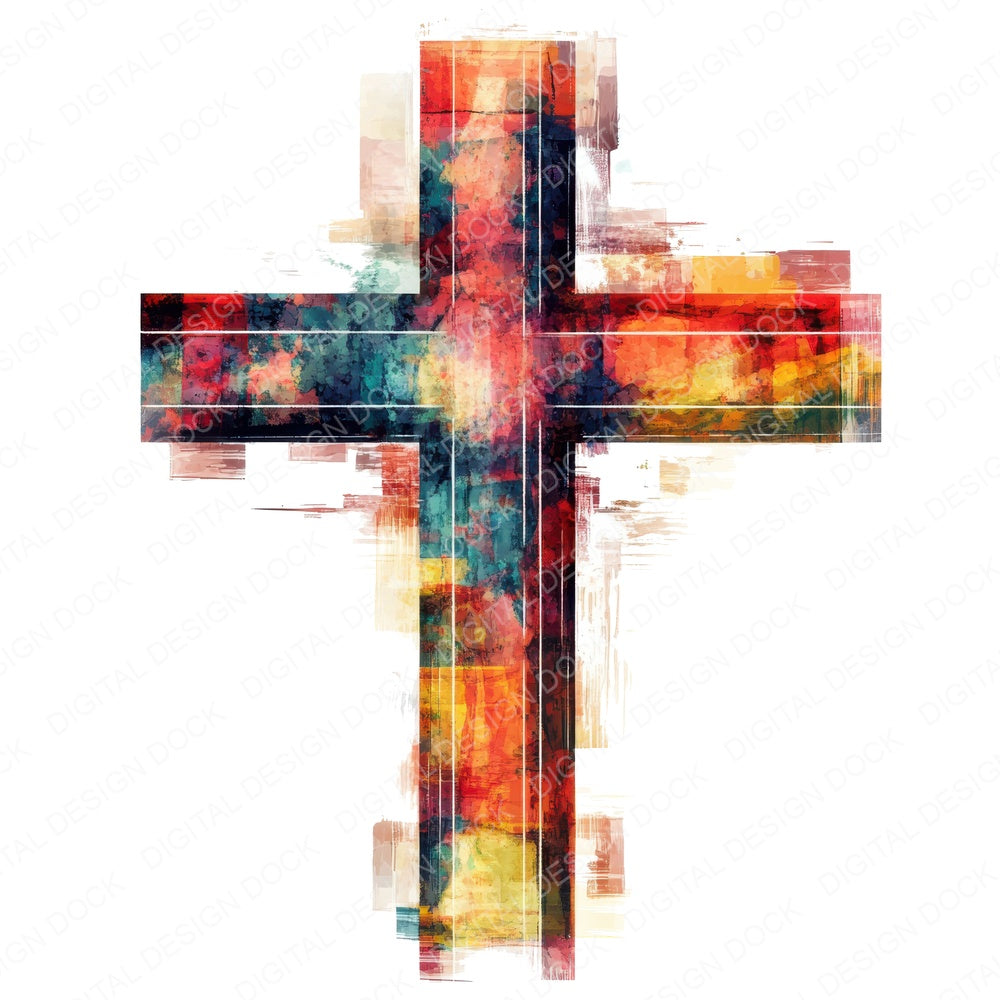 Expressive Christian Cross fussy cut sheet in A4 format showing all 12 designs on one printable page