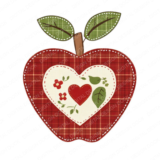 Fabric Apple with Heart fussy cut sheet in A4 format showing all 12 designs on one printable page