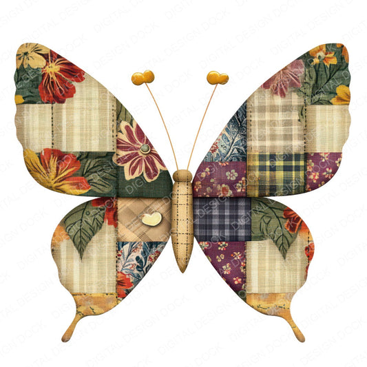 Fabric Butterfly Patch fussy cut sheet in A4 format showing all 12 designs on one printable page