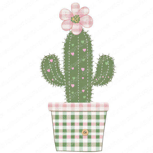 Fabric Cactus in Pot fussy cut sheet in A4 format showing all 12 designs on one printable page