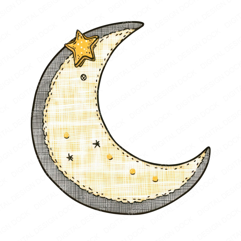 Fabric Crescent Moon fussy cut sheet in A4 format showing all 12 designs on one printable page