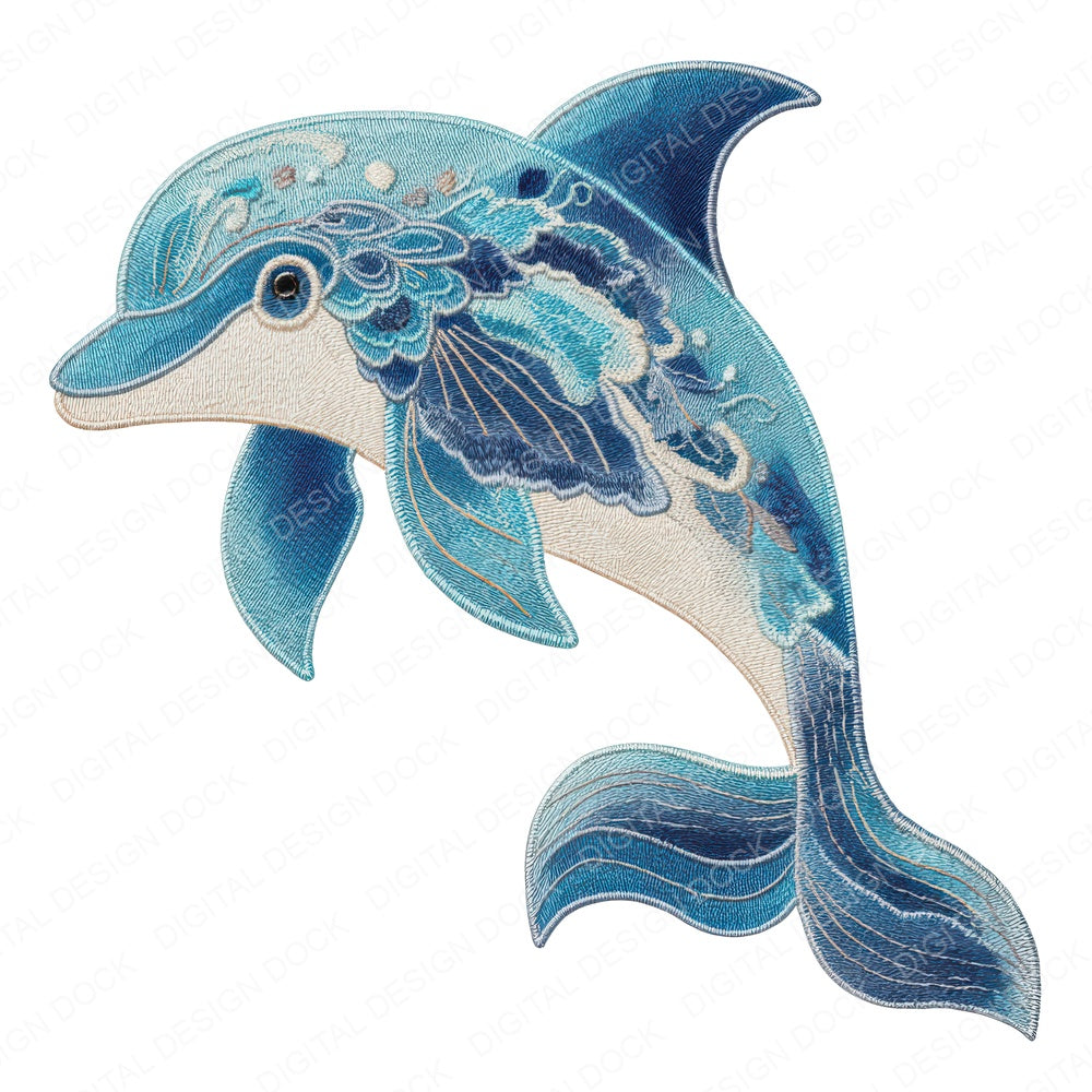Fabric Dolphin fussy cut sheet in A4 format showing all 12 designs on one printable page