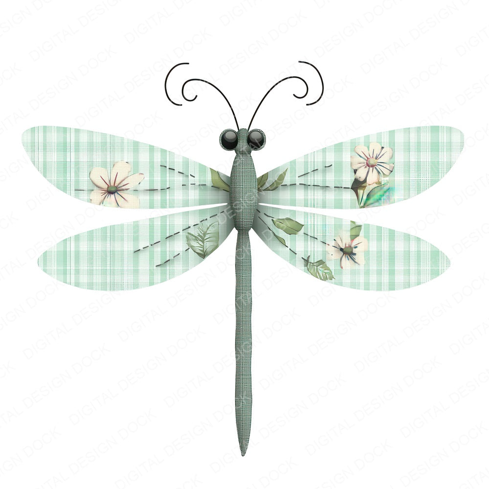 Fabric Dragonfly Patch fussy cut sheet in US Letter format showing all 12 designs on one printable page