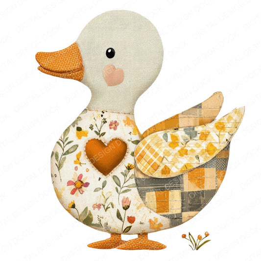 Fabric Duckling Patch fussy cut sheet in A4 format showing all 12 designs on one printable page